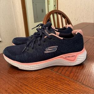 Skechers Solar Fuse-Brisk Escape Shoes Women’s 9 Navy/Pink Walking